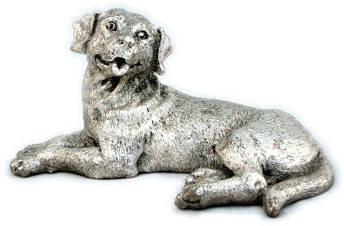 Silver Plated Dog Statue