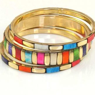 Set of 3 Hand Crafted Brass Bangles, Rainbow