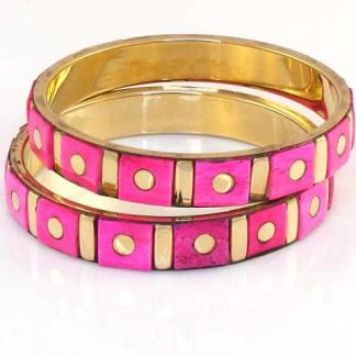 Candy Dot Design Handmade Bangle Set, Pink