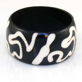 Hand Etched Black Resin Bangle, Abstract
