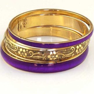 Filigree Design Brass Bangle Set, Purple