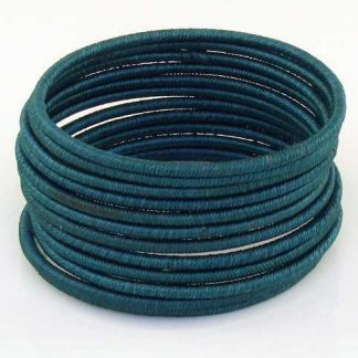 Set of 12 Thread Lined Bangles, Green