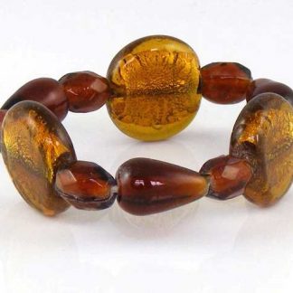 Flat Round Disc Elasticated Bracelet, Bronze