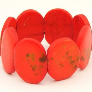 Speckled Red Oval Elasticated Bracelet