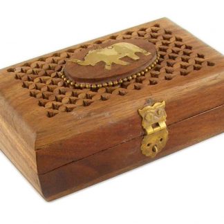 Elephant Design Netted Wooden Box