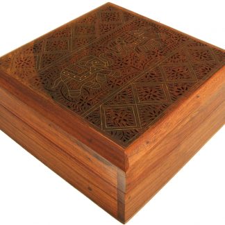 Finely Engraved Square Wooden Box