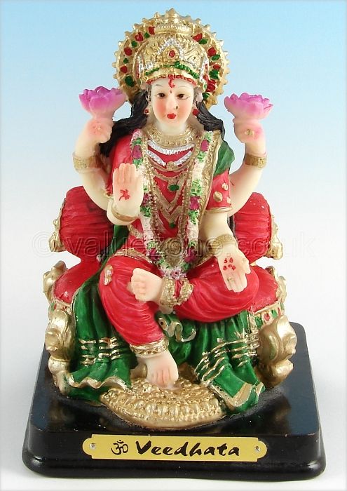 Goddess Lakshmi on Throne Idol