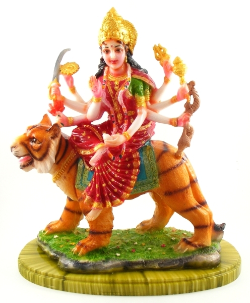 Large Goddess Durga On Tiger Idol