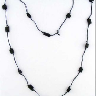 Double Thread Bone Beads Necklace, Black