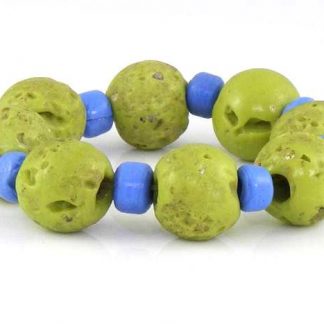 Indented Round Green Bead Bracelet